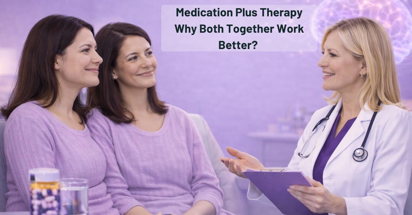 Medication plus therapy combined treatment discussion between psychiatrist and patients for depression and anxiety care